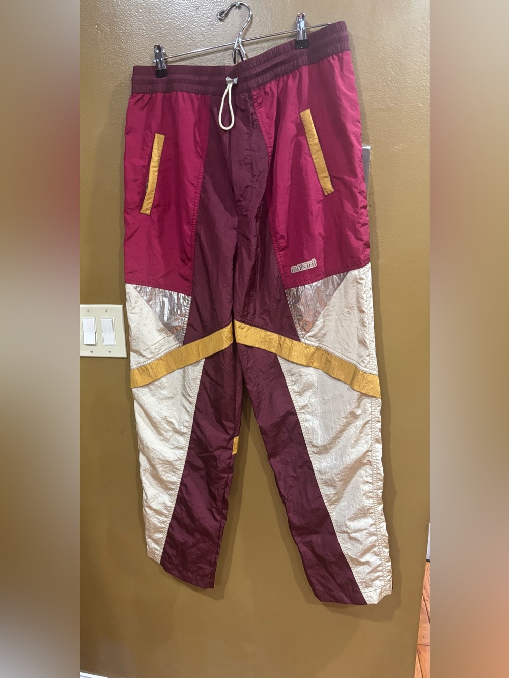 Isabel Marant Burgundy Nylon Paneled  Mackenzie Trouser Track Pants Sz44/US 12